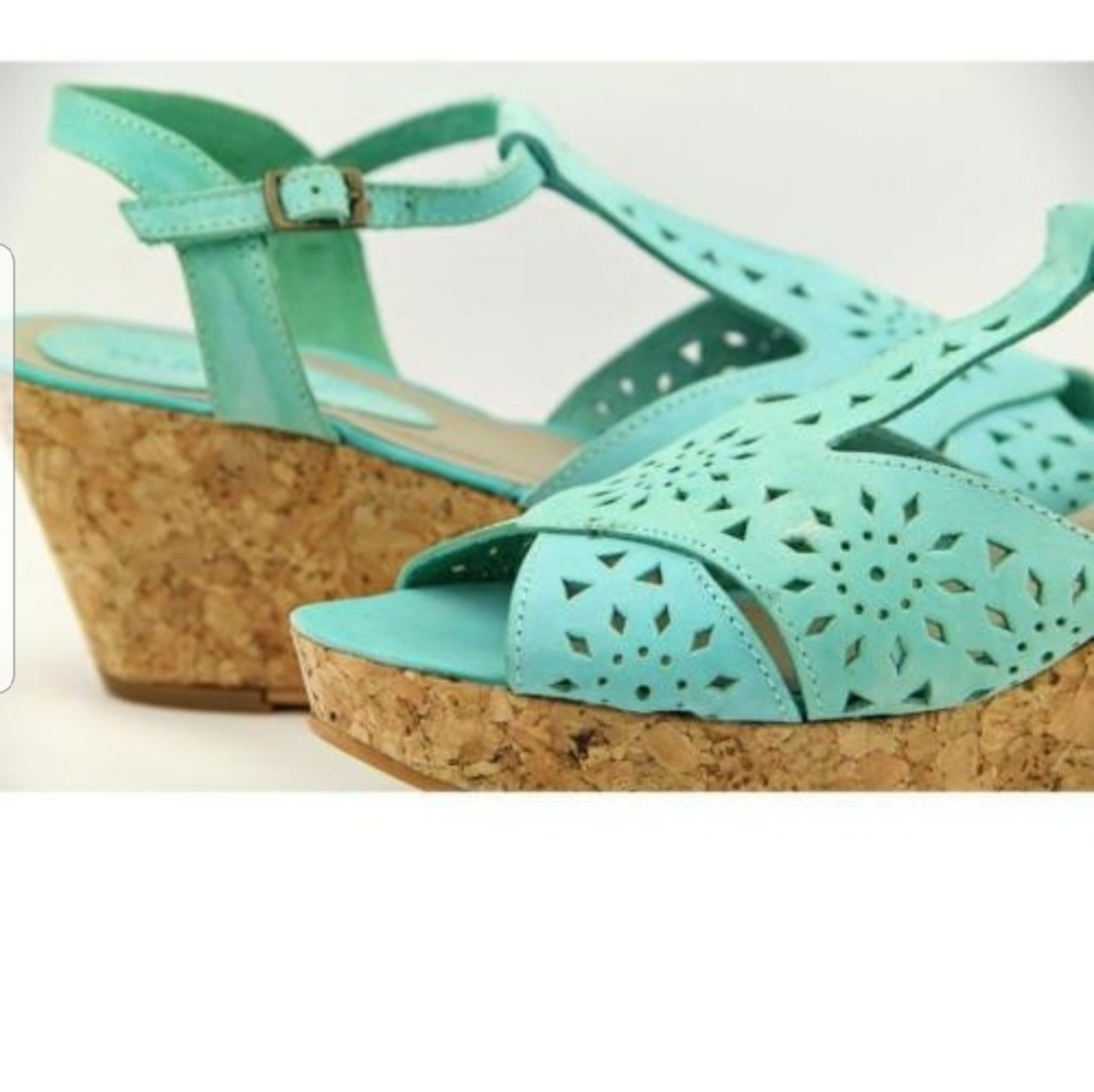 Matisse sandals wedge platform teal blueish green
